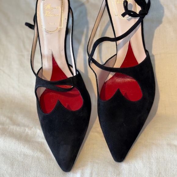 Roger Vivier | "I Love Vivier" Bow Accent Black Suede Mules | Wmns Sz 42 EU - Picture 1 of 10